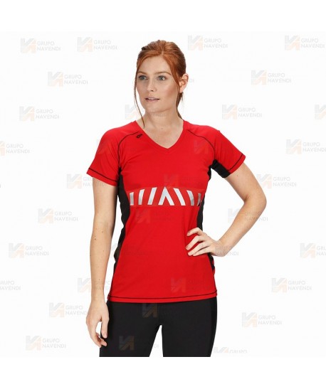 Camiseta técnica bicolor de manga corta y cuello redondo -Mujer-