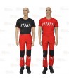 Pantalón multibolsillos bielástico para rescate color rojo y negro