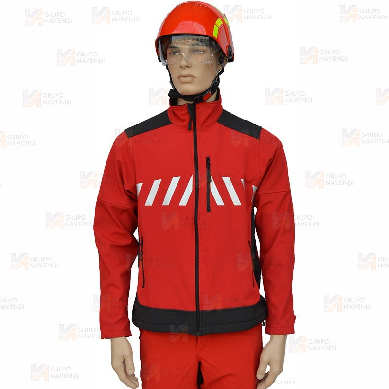 Chaqueta softshell para equipos de rescate color rojo y negro