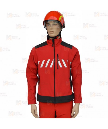 Chaqueta softshell para equipos de rescate color rojo y negro