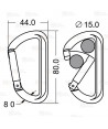 Mosquetón auxiliar de aluminio. No utilizar para escalada. 6kN