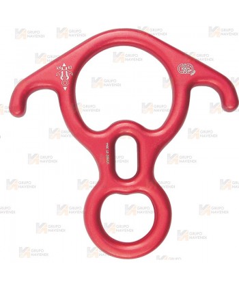 Descensor de aluminio tipo ocho con orejas color rojo