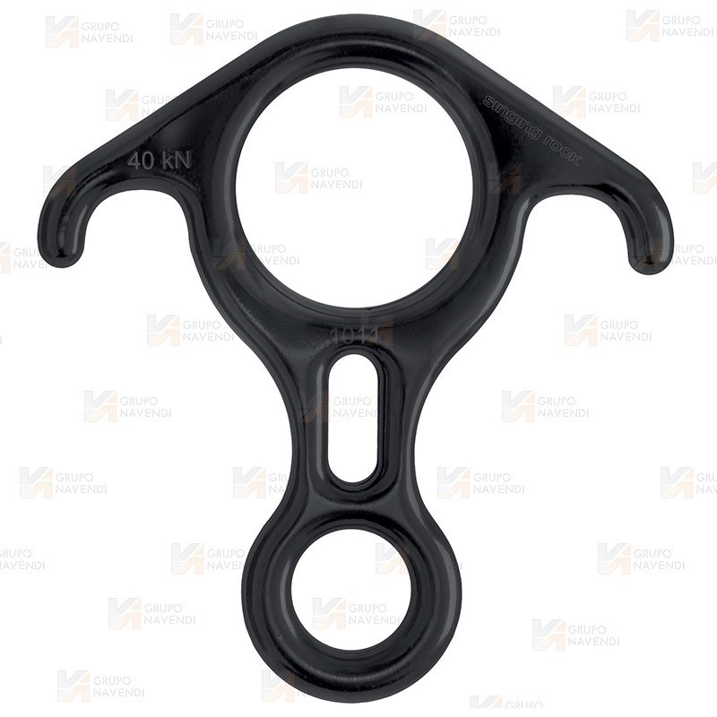 Descensor de aluminio tipo ocho con orejas color negro