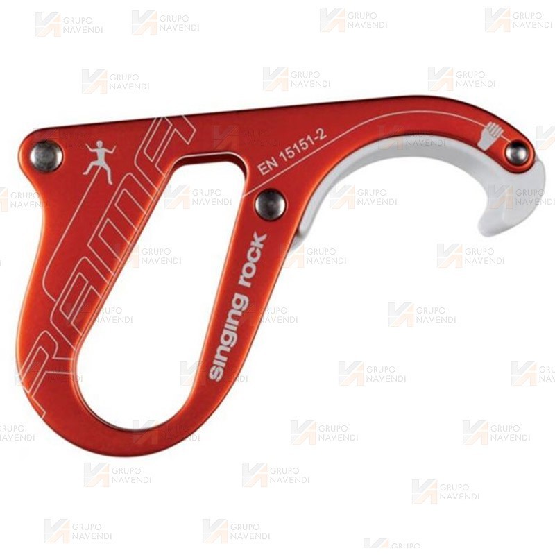 Asegurador-descensor Rama diseñado para usarse en rocódromos y en escalada deportiva de un solo largo