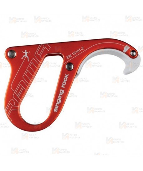 Asegurador-descensor Rama diseñado para usarse en rocódromos y en escalada deportiva de un solo largo