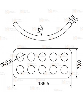 Placa multianclaje curva de 10 agujeros de aluminio (36 kN)