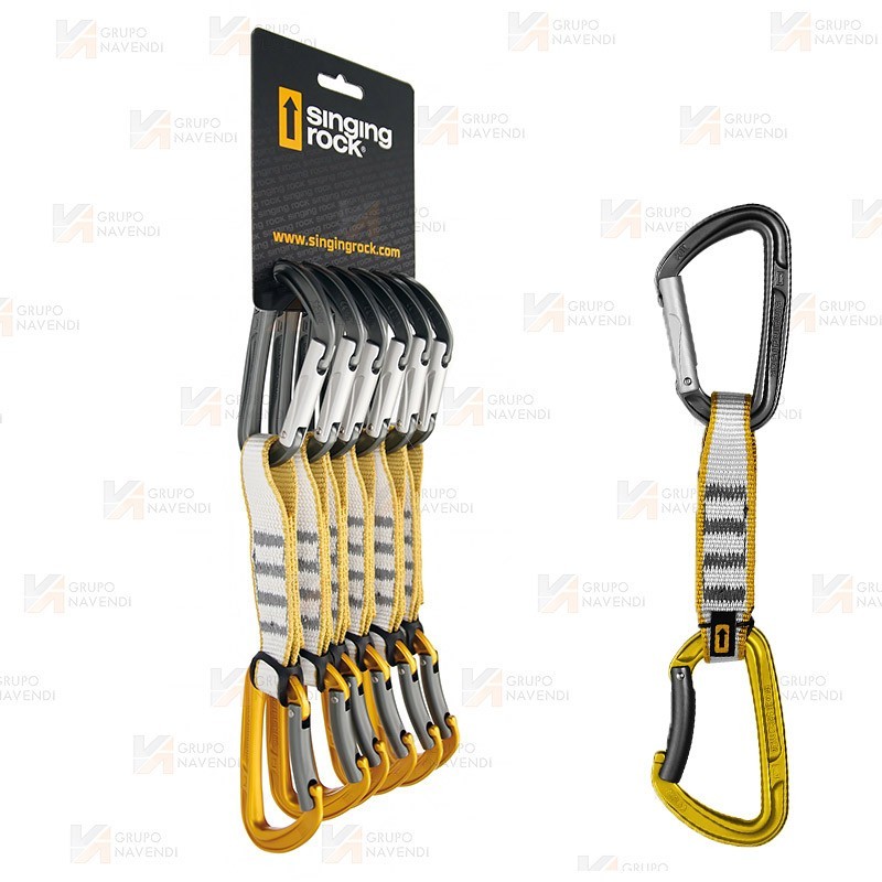 Pack de cintas express de 11 cm con mosquetón superior recto e inferior curvo.