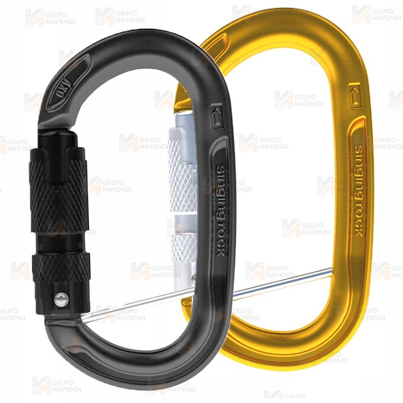 Mosquetón automático oval de aluminio con triple cierre  (26 kN y 21 Ø)