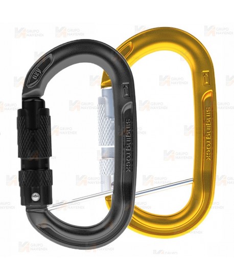 Mosquetón automático oval de aluminio con triple cierre  (26 kN y 21 Ø)