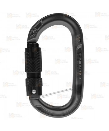 Mosquetón automático oval de aluminio con triple cierre  color negro