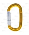 Mosquetón automático oval de aluminio con triple cierre  color dorado