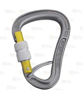 Mosquetón automático HMS tipo pera de aluminio con cierre Screw Lock y barra antivolteo de SingingRock