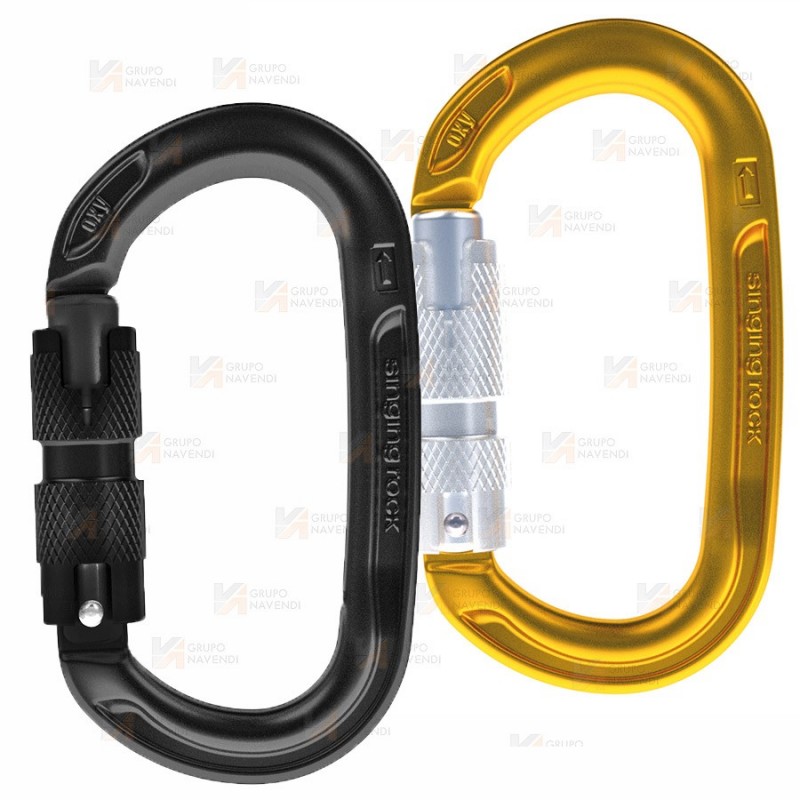 Mosquetón automático oval de aluminio con triple cierre