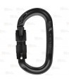 Mosquetón automático oval de aluminio con triple cierre  color negro