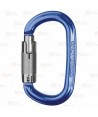 Mosquetón automático oval de aluminio con triple cierre  color azul