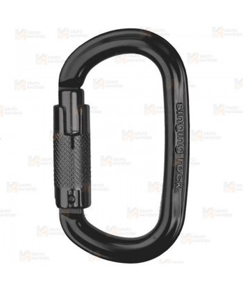 Mosquetón automático oval de aluminio con triple cierre  color negro