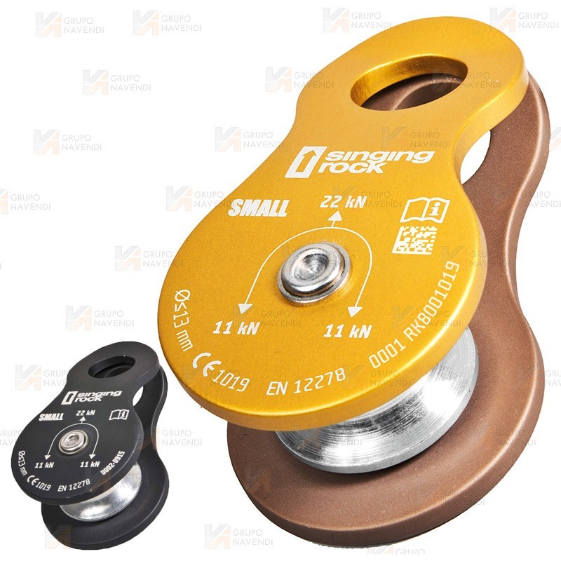 Polea pequeña para cuerdas hasta de 13 mm (32kN) color naranja