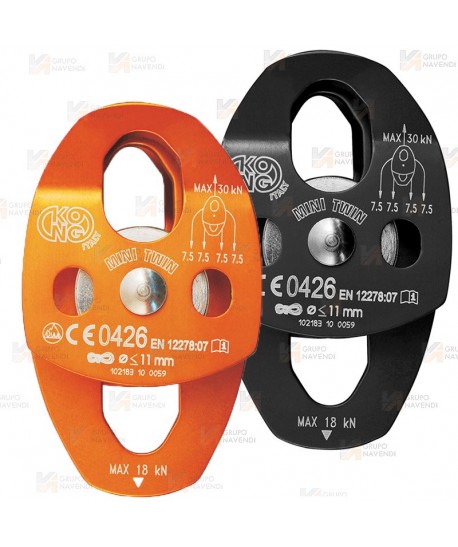 Polea doble para cuerdas con apertura y enganche doble (25 kN)