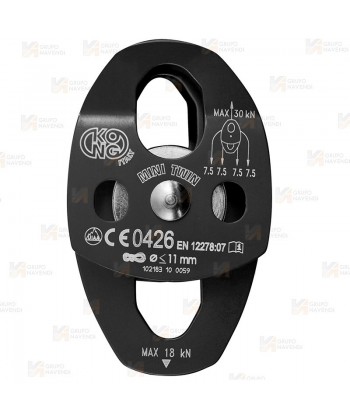 Polea doble para cuerdas con apertura y enganche doble (25 kN) color negro