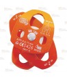 Polea doble para cuerdas con apertura y enganche doble (25 kN) color naranja