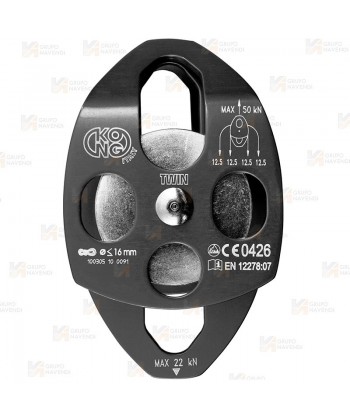 Polea doble para cuerdas con apertura y enganche doble (50 kN) color negro