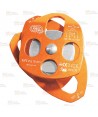Polea doble para cuerdas con apertura y enganche doble (50 kN) color naranja
