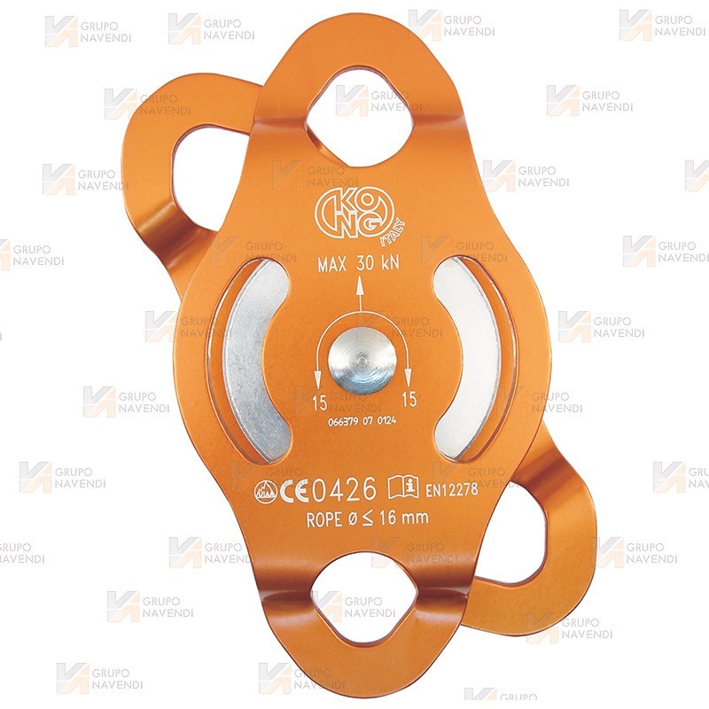Polea simple para cuerdas con apertura y enganche doble (30 kN)