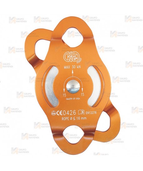 Polea simple para cuerdas con apertura y enganche doble (30 kN)