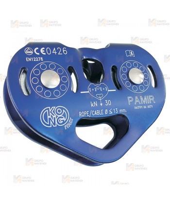 Polea para tirolinas de cuerda y cable color azul
