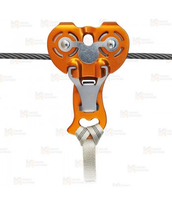 Polea para tirolinas de cuerda y cable