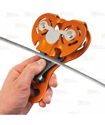 Polea para tirolinas de cuerda y cable