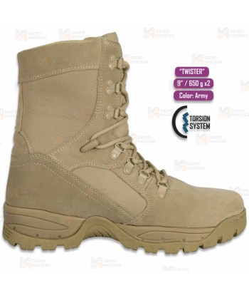 Bota táctica de caña alta con cordones color kaki