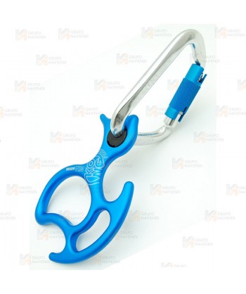 Kit  de descensor asegurador con conector para barranquismo Oka de Kong color azul