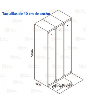 Taquillas metálica de una puerta de 50 x 180 cm