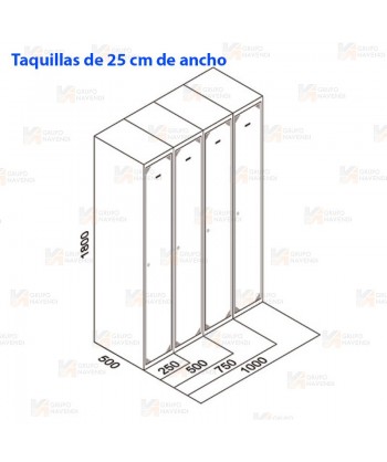 Taquillas metálica de una puerta de 50 x 180 cm