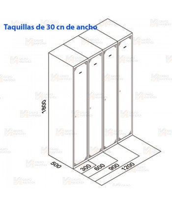 Taquillas metálica de una puerta de 50 x 180 cm