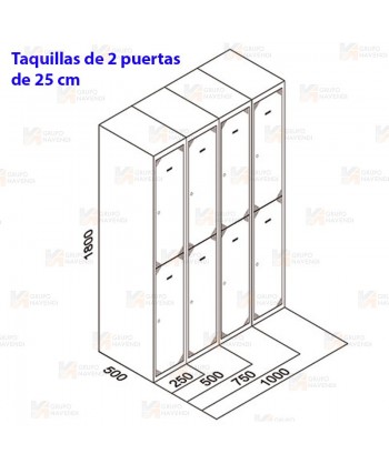 Taquilla metálica de dos puertas (Un módulo)