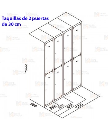 Taquilla metálica de dos puertas (Cuatro módulos)