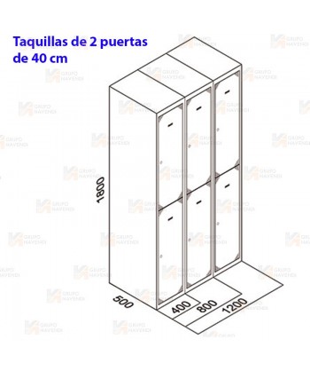 Taquilla metálica de dos puertas (Cuatro módulos)