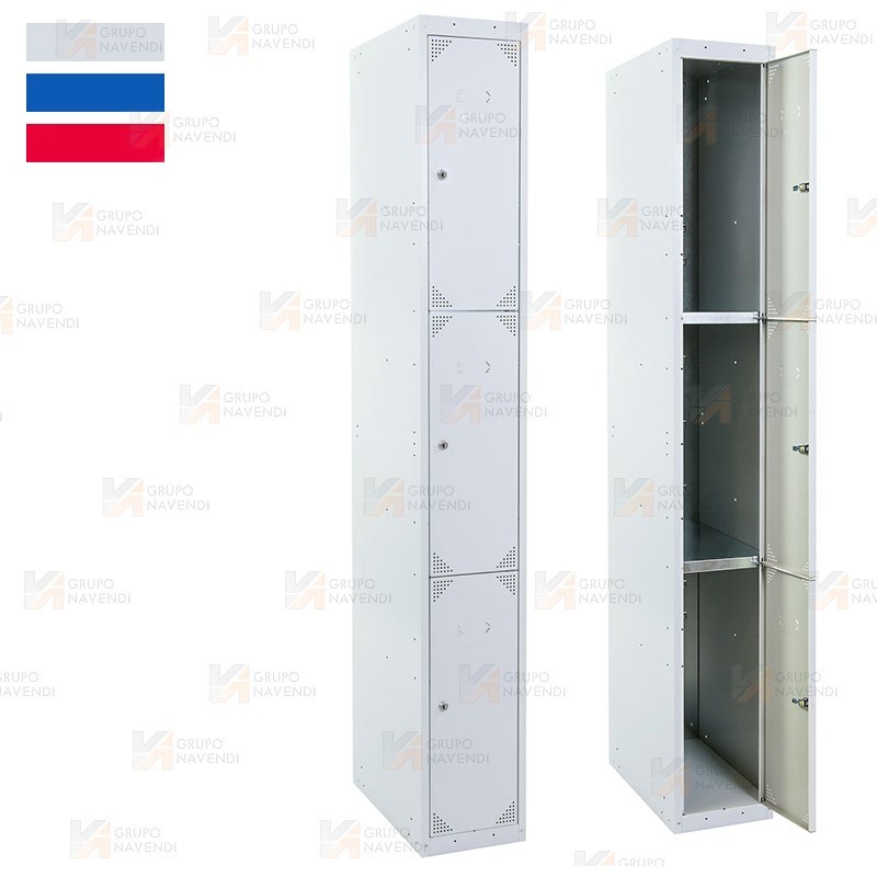 Taquilla metálica de tres puertas (Un módulo)