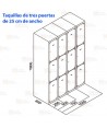 Taquilla metálica de tres puertas (Un módulo)