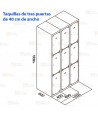 Taquilla metálica de tres puertas (Un módulo)