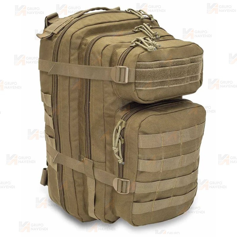 Mochila táctica sanitaria Soporte Vital Básico SVB) con sistema Molle de color kaki