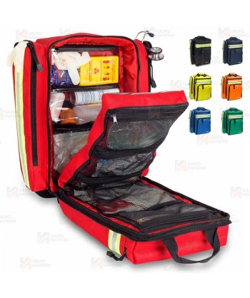 Mochila de media capacidad de Soporte Vital Básico color rojo