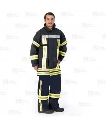 Chaquetón largo de Nomex y membrana Airtex para bombero color azul marino