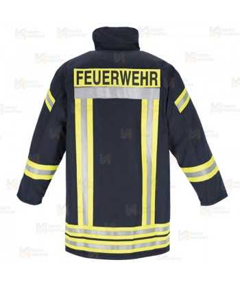 Chaquetón largo de Nomex y membrana Airtex para bombero color azul marino