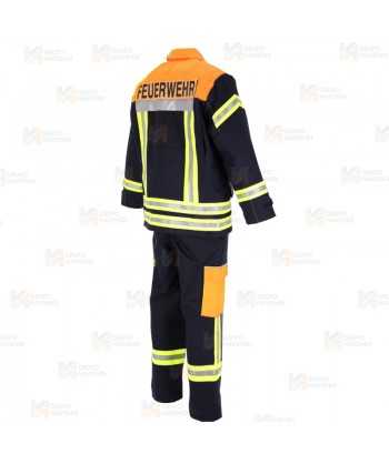 Pantalón de bombero con membrana para rescates técnicos. Marino y naranja flúor