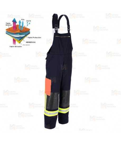 Peto de bombero con membrana para rescates técnicos. Marino y naranja flúor