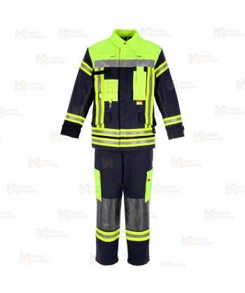 Pantalón de bombero con membrana para rescates técnicos. Marino y amarillo flúor