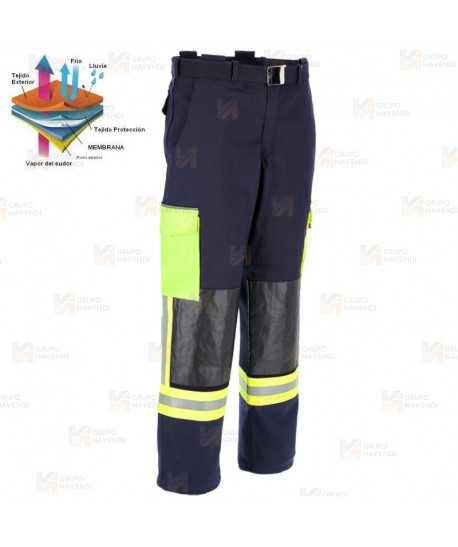 Pantalón de bombero con membrana para rescates técnicos. Marino y amarillo flúor